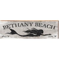 Bethany Beach Mermaid Grau Breite Längengrad | Wand-Kunstdruck Auf Echtholz von MillWoodArt