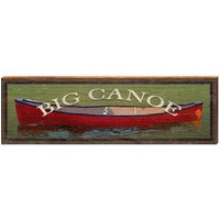 Big Canoe Red Im Wasser | Wand-Kunstdruck Auf Echtholz von MillWoodArt