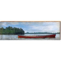 Big Canoe Rotes Auf See | Wand-Kunstdruck Echtholz von MillWoodArt
