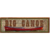 Big Canoe Rotes Kanu Rustikal | Wand-Kunstdruck Auf Echtholz von MillWoodArt