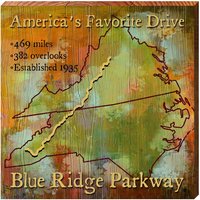 Blue Ridge Parkway Kartenschild | Echter Kunstdruck Auf Holz von MillWoodArt