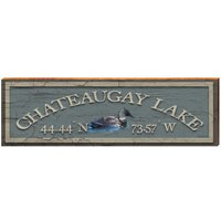 Chateaugay Lake Loon Blau Breite Längengrad Ali1 | Wand-Kunstdruck Auf Echtholz von MillWoodArt