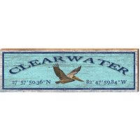 Clearwater Pelican Blue Breitengrad Längengrad | Wand-Kunstdruck Auf Echtholz von MillWoodArt