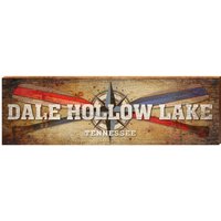 Dale Hohle Lake Tennessee Kompass Rose & Ruder | Wand-Kunstdruck Auf Echtholz von MillWoodArt