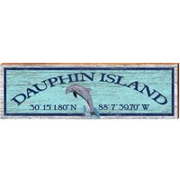 Dauphin Island Dolphin Blue Breitengrad Längengrad | Wand-Kunstdruck Auf Echtholz von MillWoodArt