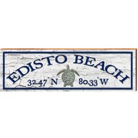 Edisto Beach Sea Schildkröte Weiß Breitengrad Längengrad | Echte Wand Kunst Wand-Kunstdruck Auf Echtholz von MillWoodArt