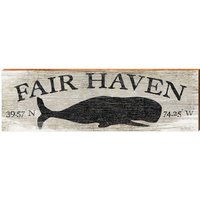 Fair Haven Wal Grau Breite Längengrad | Wand-Kunstdruck Auf Echtholz von MillWoodArt