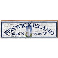 Fenwick Island Leuchtturm Weiß Breitengrad Längengrad | Wand-Kunstdruck Auf Echtholz von MillWoodArt