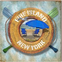 Fire Island, New York Rettungsring | Echter Kunstdruck Auf Holz von MillWoodArt