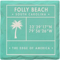 Folly Beach Wissenswertes Petrol | Untersetzer Set von MillWoodArt