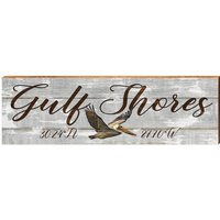 Golf-Ufern Pelikan Grau-Breite Längengrad | Wand-Kunstdruck Auf Echtholz von MillWoodArt