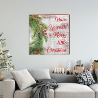 Have A Merry Christmas Zeichen | Wand-Kunstdruck Auf Echtholz von MillWoodArt