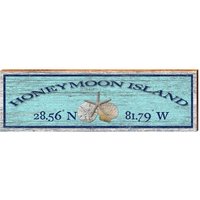 Honeymoon Island Triple Shells Blau Breite Länge | Wand-Kunstdruck Auf Echtholz von MillWoodArt