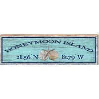 Honeymoon Island Triple Shells Blau Breite Länge | Wand-Kunstdruck Auf Echtholz von MillWoodArt