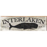 Interlaken Wal Grau Breite Längengrad | Wand-Kunstdruck Auf Echtholz von MillWoodArt