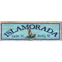 Islamorada Mermaid Blau Breite Längengrad | Wand-Kunstdruck Auf Echtholz von MillWoodArt