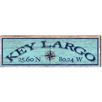 Key Largo Compass Blau Breitengrad Längengrad | Wand-Kunstdruck Auf Echtholz von MillWoodArt