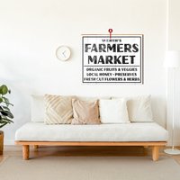 Kundengerechtes Bauernmarkt-Bauernhauszeichen | Wand-Kunstdruck Auf Echtholz von MillWoodArt