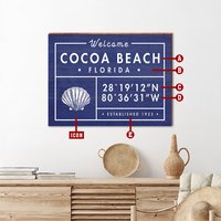 Kundengerechtes Küstenmarineblau "Fun Facts' Schild | Wall Art Beach Print Auf Echtem Holz Porträt-Größe von MillWoodArt