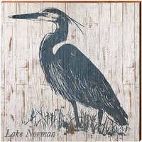 Lake Norman Reiher Schild | Echtholz Kunstdruck von MillWoodArt