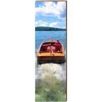 Lake Norman Vintage Boot Sonnenuntergang | Wand-Kunstdruck Auf Echtholz von MillWoodArt