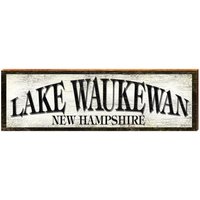 Lake Waukewan New Hampshire Schild | Wand-Kunstdruck Auf Echtholz von MillWoodArt