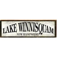 Lake Winnisquam New Hampshire Schild | Wand-Kunstdruck Auf Echtholz von MillWoodArt