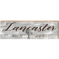Lancaster Windmill White Breitengrad | Echtholz Wandkunst Druck von MillWoodArt