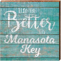 Life Is Better Manasota Key Türkis | Echtholz Kunstdruck von MillWoodArt