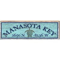 Manasota Key Meeresschildkröte Blau Breite Längengrad | Echtholz Kunstdruck Manasota Key Meeresschildkröte Blau Breite Längengrad | Echtholz Kunstdruck von MillWoodArt
