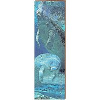 Manasota Key Seekühe Schwimmen | Echtholz Kunstdruck von MillWoodArt