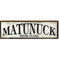 Matunuck Rhode Island Weißes Schild | Wand-Kunstdruck Auf Echtholz von MillWoodArt