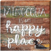 Minocqua Happy Place Schild | Echtholz Kunstdruck von MillWoodArt