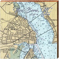 New Bern Noaa Chart Map Schild | Echter Kunstdruck Auf Holz von MillWoodArt