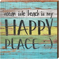 Ocean Isle Beach, Navyblau Happy Place Schild | Echtholz Kunstdruck von MillWoodArt
