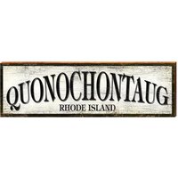 Quonochontaug Rhode Island Weißes Schild | Wand-Kunstdruck Auf Echtholz von MillWoodArt