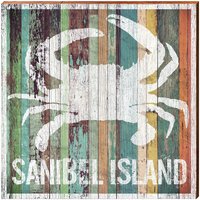 Sanibel Island Crab Orange Brettchen | Echtholz Kunstdruck von MillWoodArt