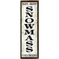 Snowmass Schwarz/Weiß Schild | Echtholz Kunstdruck von MillWoodArt