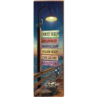 Sonnenuntergang Strand Nacht Pier Directional | Echtholz Kunstdruck von MillWoodArt