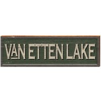 Van Etten Lake Zeichen | Echtholz Kunstdruck von MillWoodArt