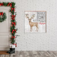 Weihnachtsmann Rentier Schild | Wand-Kunstdruck Auf Echtholz von MillWoodArt