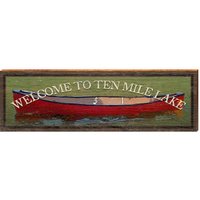 Willkommen Bei Ten Mile Lake Canoe Schild | Wand-Kunstdruck Auf Echtholz von MillWoodArt