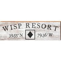 Wisp Resort Breitengrad Längengrad Zeichen | Echter Kunstdruck Auf Holz von MillWoodArt