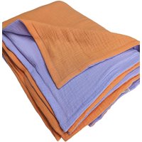 Musselin Kuscheldecke | Baumwolle Handmade Decke Musselindecke Flieder Helles Orange Musselin Kuscheldecke | Baumwolle Handmade Decke Musselindecke Flieder Helles Orange von MillasNaehzauberei