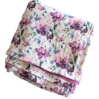 Musselin Kuscheldecke | Baumwolle Handmade Decke Musselindecke Lila Aquarell Blumen von MillasNaehzauberei