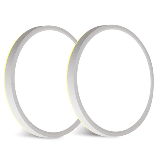 LED Deckenleuchte Flach Deckenlampe 3 Farben 2700K/4000K/6500K Ø22CM 24W 2400LM IP44 Lampe Decke Rund Modern Badezimmer Lampe Badlampe LED Deckenleuchte 2 Stück Weiß mit 5W Nachtlicht Warm von Mille Lucciole