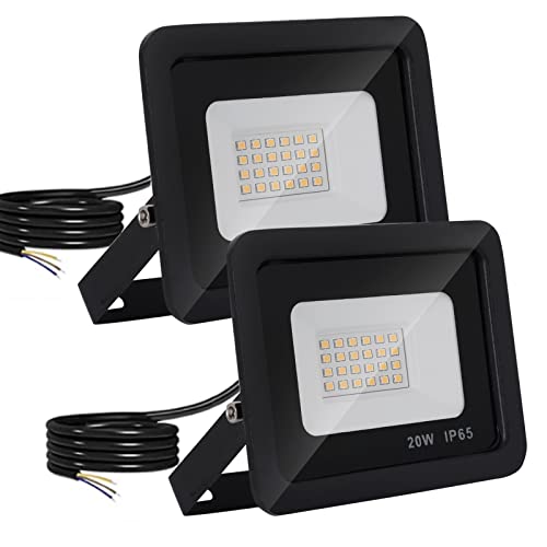 Mille Lucciole LED Strahler 20W,LED Strahler Außen 2000LM,LED Scheinwerfer 24 LED IP65 Wasserfest,LED Außenstrahler 4500K Neutralweiß,LED Scheinwerfer 230V für Garage,Garten【2 Stück Schwarz】 von Mille Lucciole