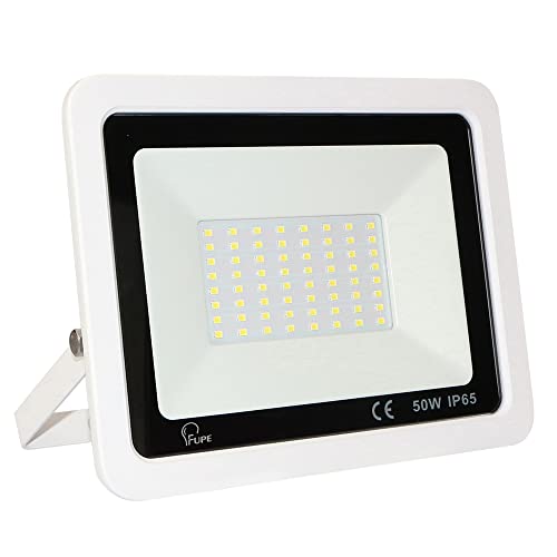Mille Lucciole 50W LED Strahler Außen,5000LM Superhell Außenstrahler IP65 Wasserdicht Fluter 6500K Kaltweiß Scheinwerfer,LED Strahler für Hinterhof,Garage,Flur,Garten,Keine Bewegungsmelder【Weiß】 von Mille Lucciole