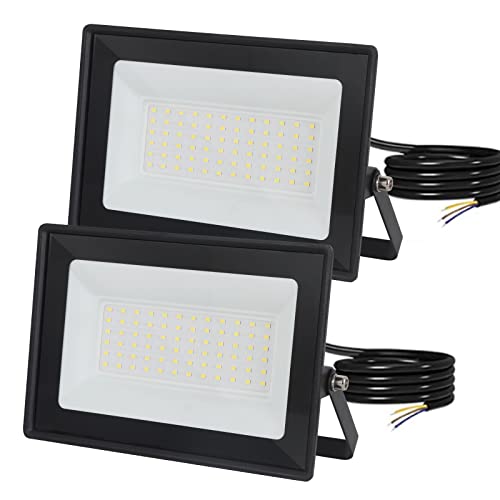 Mille Lucciole 2 Stück 50W LED Strahler Außen,5000LM Superhell Außenstrahler IP65 Wasserdicht Fluter 6500K Kaltweiß Scheinwerfer,LED Strahler für Hinterhof,Garage,Garten,Keine Bewegungsmelder【Schwarz】 von Mille Lucciole