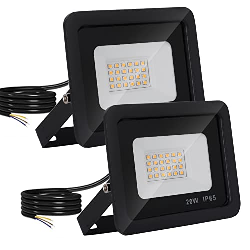 Mille Lucciole 2 Stück 20W LED Strahler Außen,2000LM Superhell Außenstrahler IP65 Wasserdicht Fluter 3000K Warmweiß Scheinwerfer,LED Strahler für Hinterhof,Garage,Garten,Keine Bewegungsmelder【Schwarz】 von Mille Lucciole